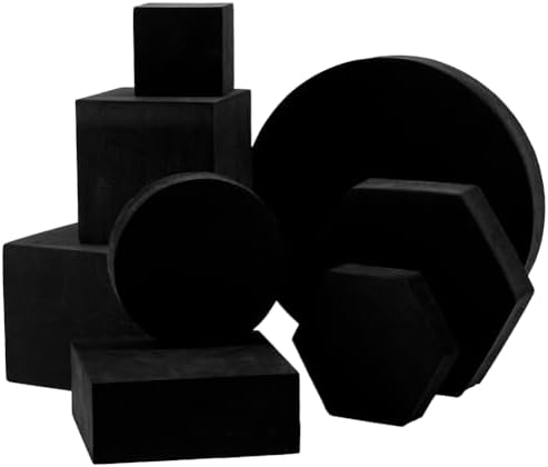 CREATCABIN 8Pcs Geometric Cube Photo Props Set Black Foam