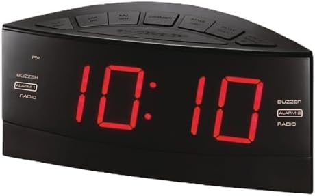 HANNLOMAX HX-100 Dual Alarm Clock with AMFM Radio and Red LED Display