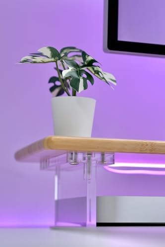 Bamboo Monitor Stand Riser with RGB Lights 315 Inches Natural Design