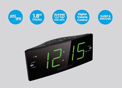 HANNLOMAX HX-112CR Alarm Clock Radio with Dual Alarm and Jumbo Display