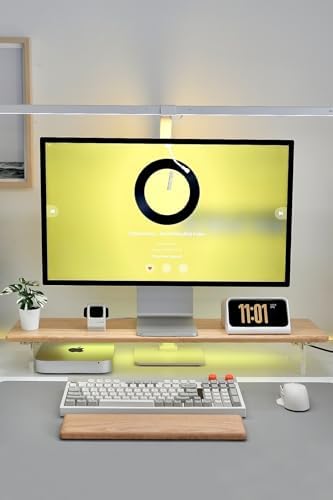 Bamboo Monitor Stand Riser with RGB Lights 315 Inches Natural Design
