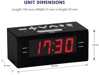 HANNLOMAX HX-144CR Alarm Clock Radio with LED Display and Dual Alarm