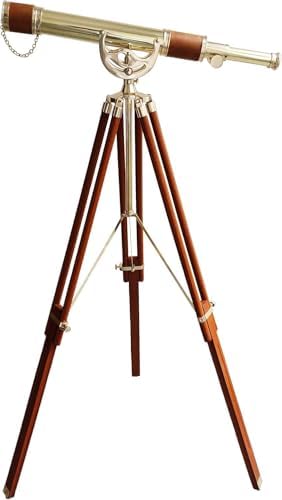Nautical Antique Brass Telescope 27 Inch with Wooden Tripod