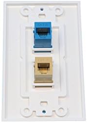 RiteAV 1 Port Phone Beige Wall Plate with Cat6 Ethernet Blue