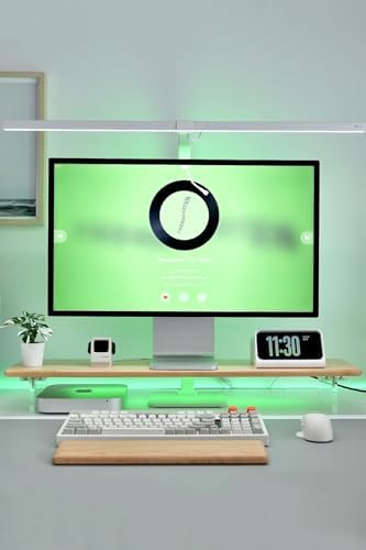 Bamboo Monitor Stand Riser with RGB Lights 315 Inches Natural Design