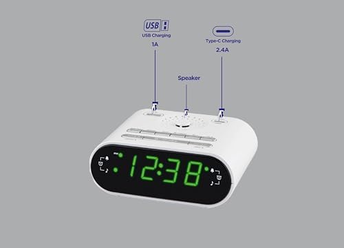 HANNLOMAX HX-158CR Alarm Clock Radio with FM and Dual Alarms