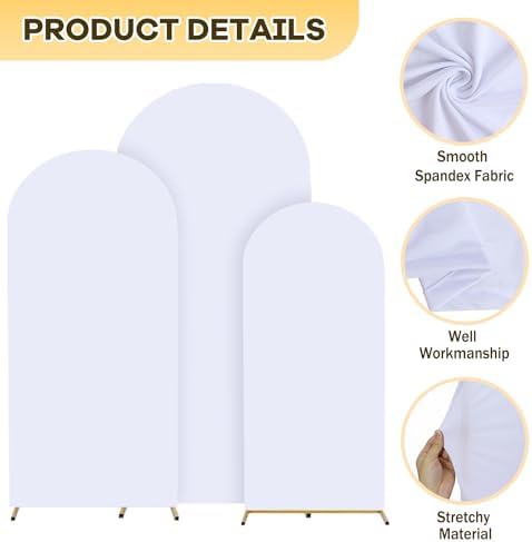 Set of 3 Wedding Arch Covers 6ft 66ft 72ft Spandex Backdrop