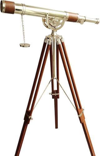 Nautical Antique Brass Telescope 27 Inch with Wooden Tripod
