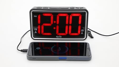 SXE Westclox Digital LED Alarm Clock Radio with USB Charging