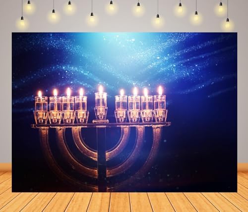 BELECO 8x6ft Hanukkah Backdrop with Menorah and Candles