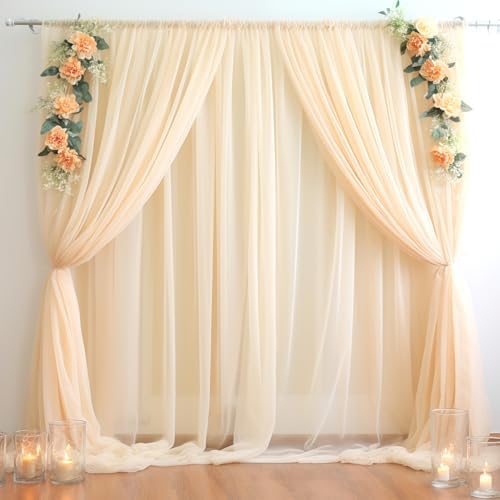 20ft X 10ft Champagne Tulle Backdrop for Parties and Weddings