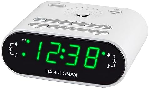 HANNLOMAX HX-158CR Alarm Clock Radio with FM and Dual Alarms