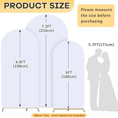 Set of 3 Wedding Arch Covers 6ft 66ft 72ft Spandex Backdrop