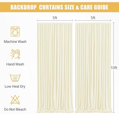 Wish Care 10x10ft Ivory Backdrop Curtain with Lights
