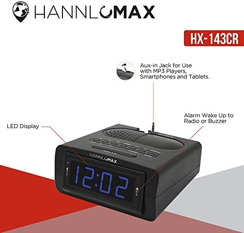 HANNLOMAX HX-143CR Alarm Clock Radio with LED Display