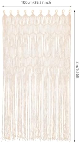 Macrame Door Curtains 2 Pcs Beige Tassel Boho Decor