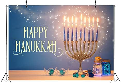 BELECO 7x5ft Hanukkah Photo Backdrop with Glitter Lights
