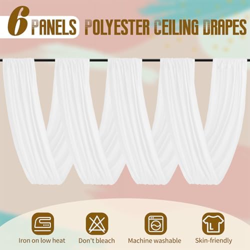 6 Panels White Ceiling Drapes for Wedding Ceremony
