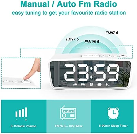 Vauno Digital Alarm Clock with FM Radio and Dimmer