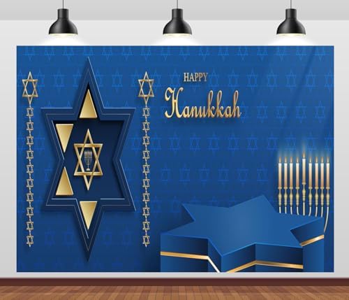 CORFOTO 8x6ft Happy Hanukkah Backdrop Banner 1