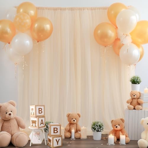 20ft X 10ft Champagne Tulle Backdrop for Parties and Weddings