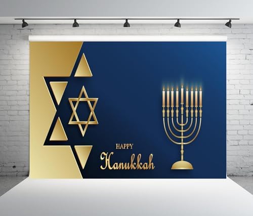 BELECO 8x6ft Happy Hanukkah Backdrop with Menorah and Candles