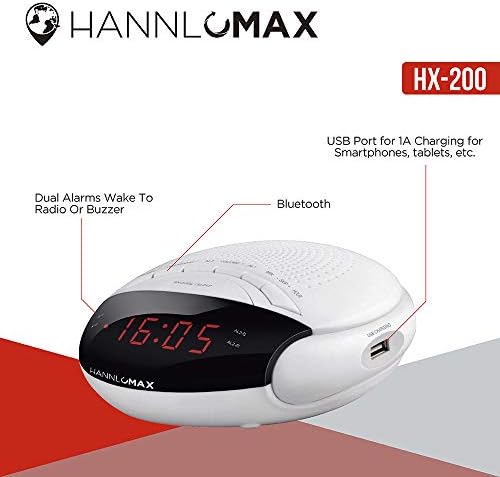 HANNLOMAX HX-200 Alarm Clock Radio with Dual Alarm and USB Charging