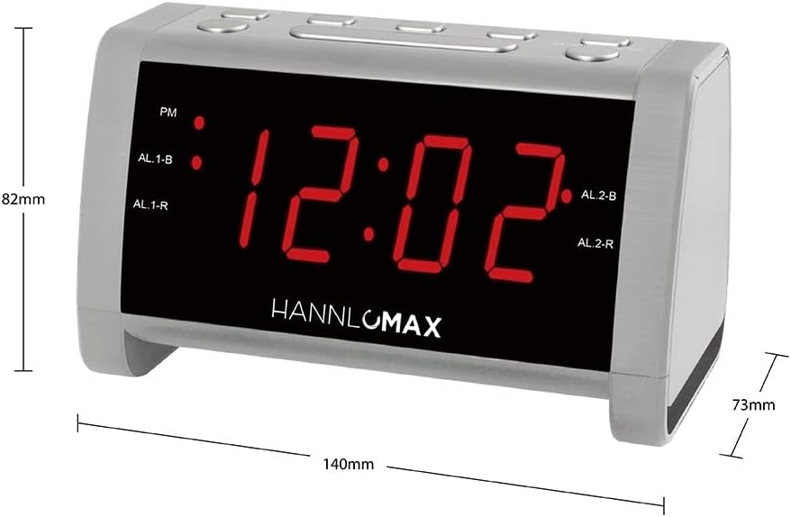 HX-138CR Alarm Clock Radio with Dual Alarms and Red LED Display