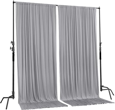 AK Trading Co 10ft x 10ft Silver Polyester Backdrop Curtains