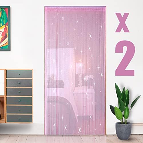 Hysenm 2 Pack Glitter String Curtains 39x79 Inch