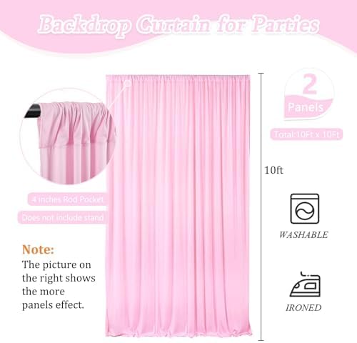 Light Pink 10x10 Feet Backdrop Curtains 2 Panels for Parties
