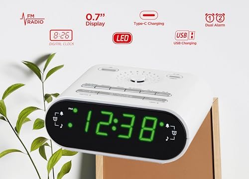 HANNLOMAX HX-158CR Alarm Clock Radio with FM and Dual Alarms