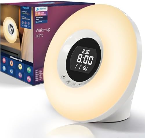 HEYAXA Sunrise Alarm Clock with Wake Up Light and FM Radio