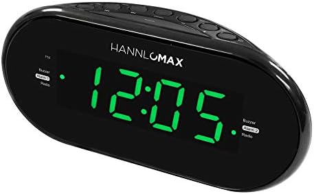 HANNLOMAX HX-123CR Alarm Clock Radio with AMFM Radio and Green LED Display
