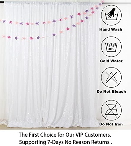 ShinyBeauty 2 Panels White Sequin Backdrop 5Ft x 10Ft Wedding Photography Background