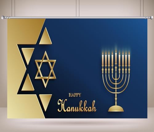 CORFOTO 8x6ft Hanukkah Party Backdrop Banner