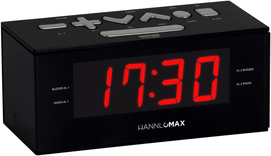 HANNLOMAX HX-144CR Alarm Clock Radio with LED Display and Dual Alarm