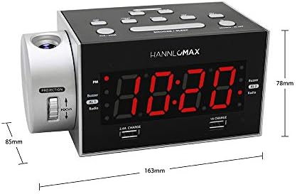 HX-135CR Alarm Clock Radio with Projection and Dual USB Ports