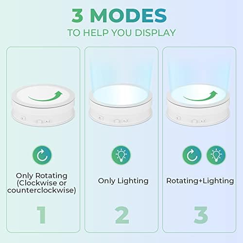 Rotating Display Stand with LED Light - 79in 44lb 360 Degree Turntable