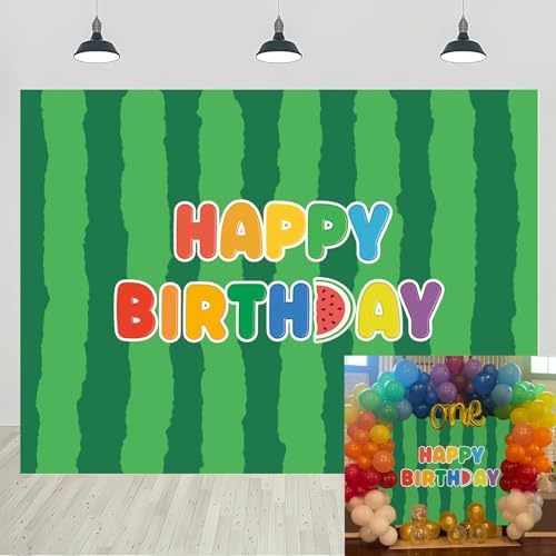 Cartoon Melon Birthday Backdrop 8x6FT Watermelon Theme Party Background