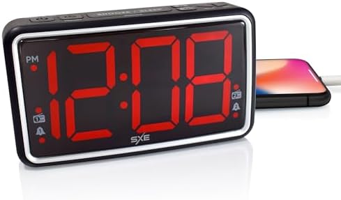 SXE Westclox Digital LED Alarm Clock Radio with USB Charging