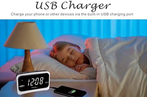 ZAPALA Alarm Clock Radio with 2 Alarms and USB Charging