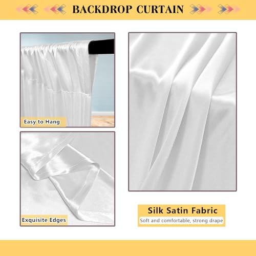 10ft x 10ft Satin Wedding Backdrop Drapes 2 Panels White TAYBSDJ042