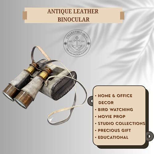 Brass Binocular with Leather Case and 15X Magnification