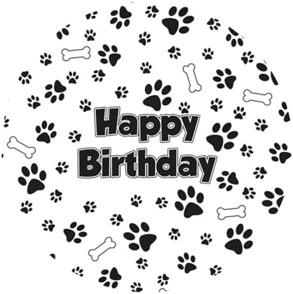 Renaiss 6x6ft Paw Prints Round Birthday Backdrop Cover
