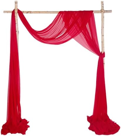 SHERWAY Sheer Wedding Arch Drapes 2 Panels 18Ft Red Red