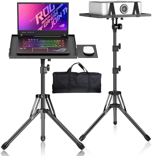 GSOW Projector Stand Tripod with Mouse Tray and Carry Bag