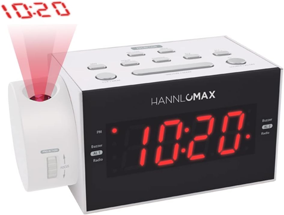 HANNLOMAX HX-109CR FM Radio Clock with Dual Alarm and USB Charging