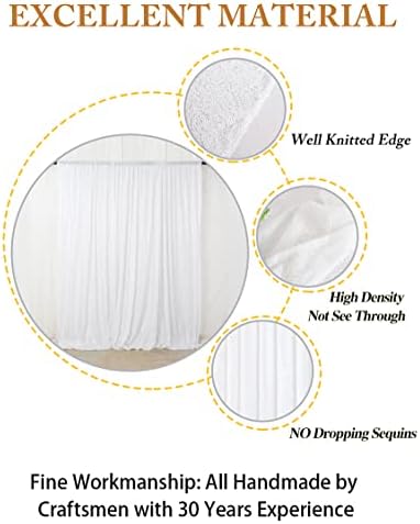 ShinyBeauty 2 Panels White Sequin Backdrop 5Ft x 10Ft Wedding Photography Background