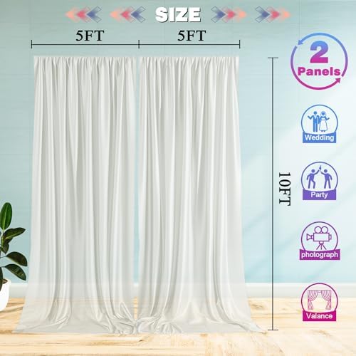10ft x 10ft Satin Wedding Backdrop Drapes 2 Panels White TAYBSDJ042